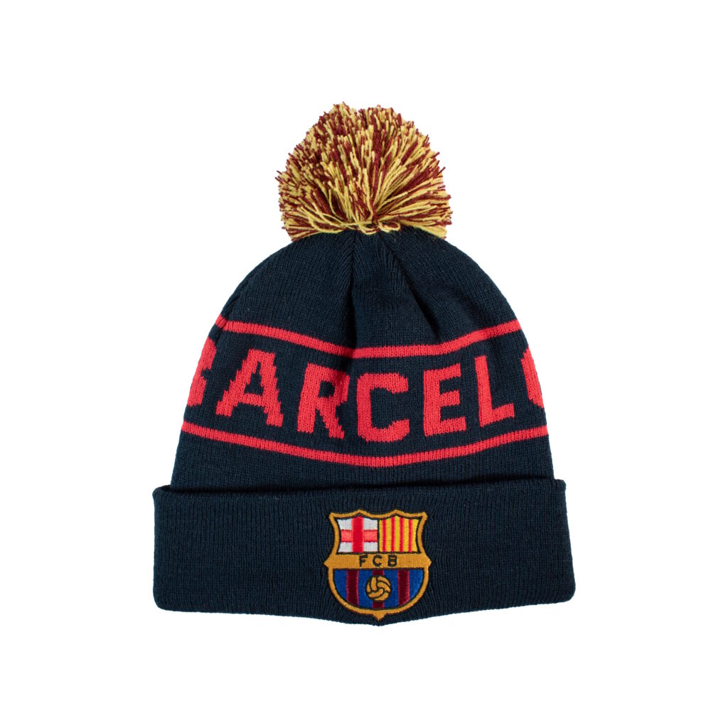 Barcelona Navy and Red Pom Beanie - BC10789