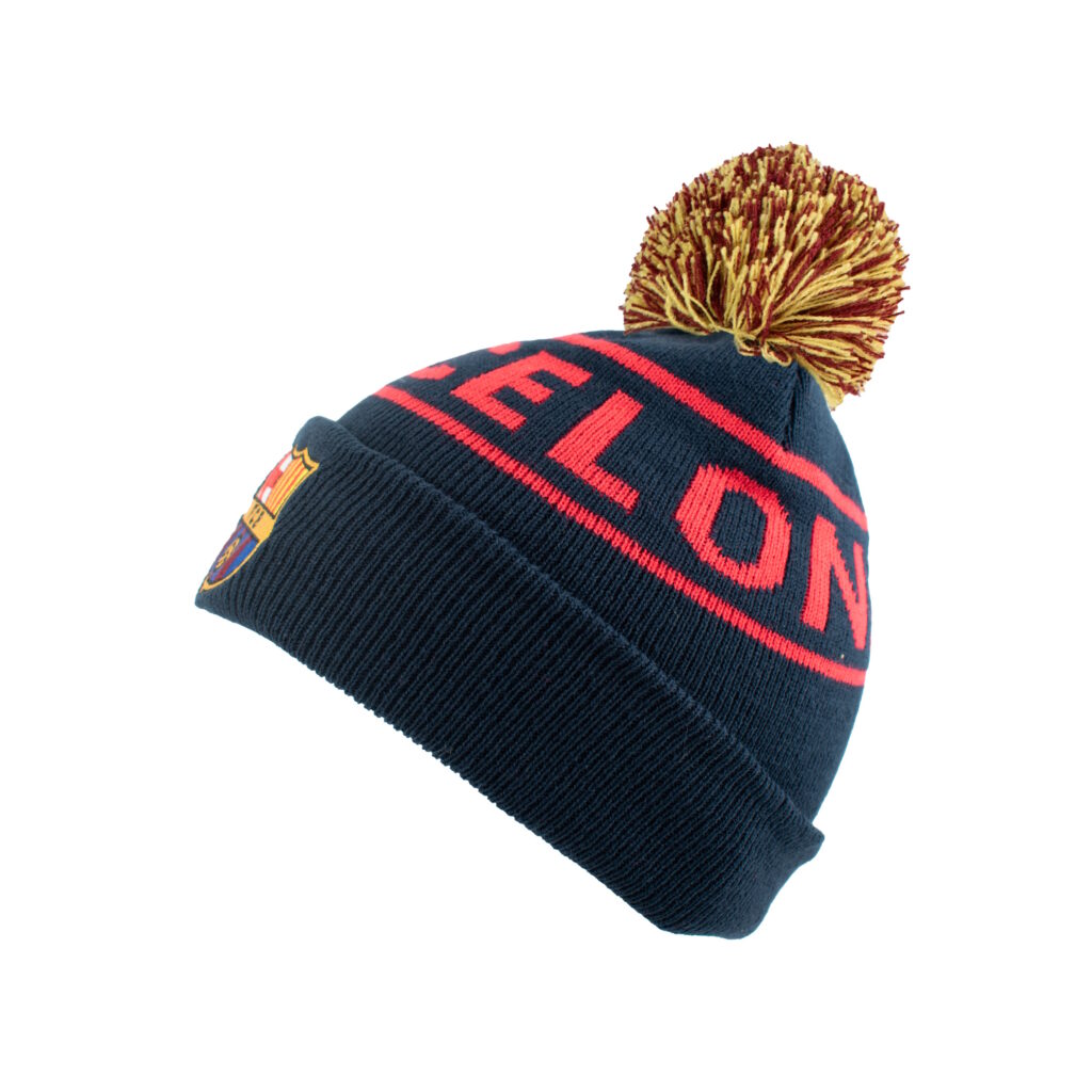 Bonnet à pompon bleu marine et rouge FC Barcelone - BC10789