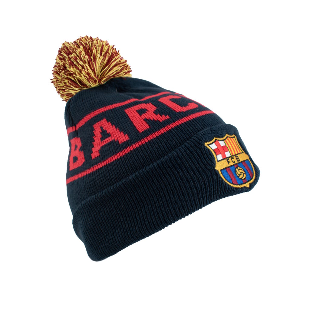 Bonnet à pompon bleu marine et rouge FC Barcelone - BC10789
