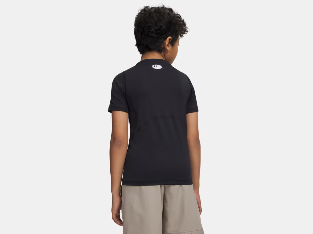 UA HeatGear Armour Compression Short Sleeve Youth (Black) - 1361723-001