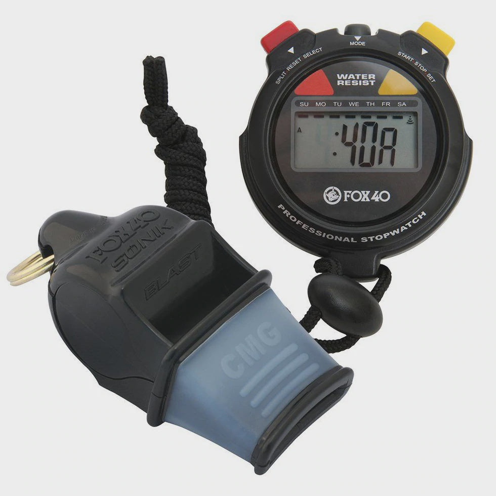 Fox 40 Whistle and Stop Watch Pack