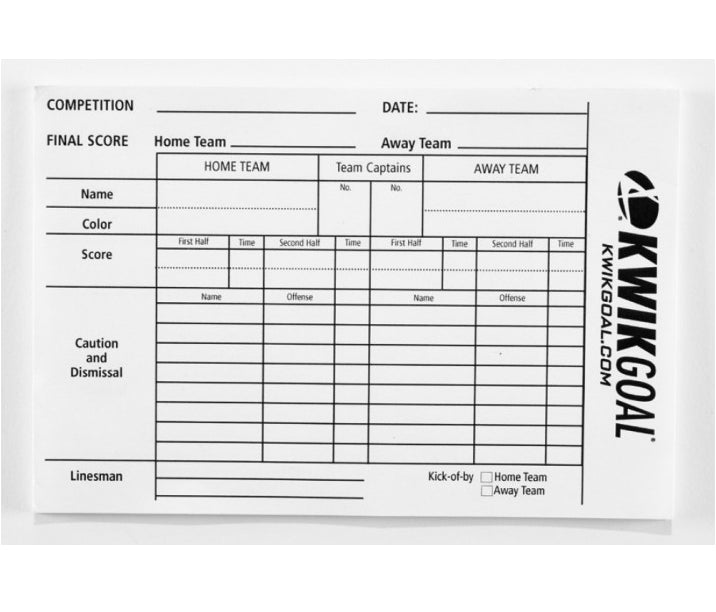 Kwik Goal Referee Score Sheets - 15B1301