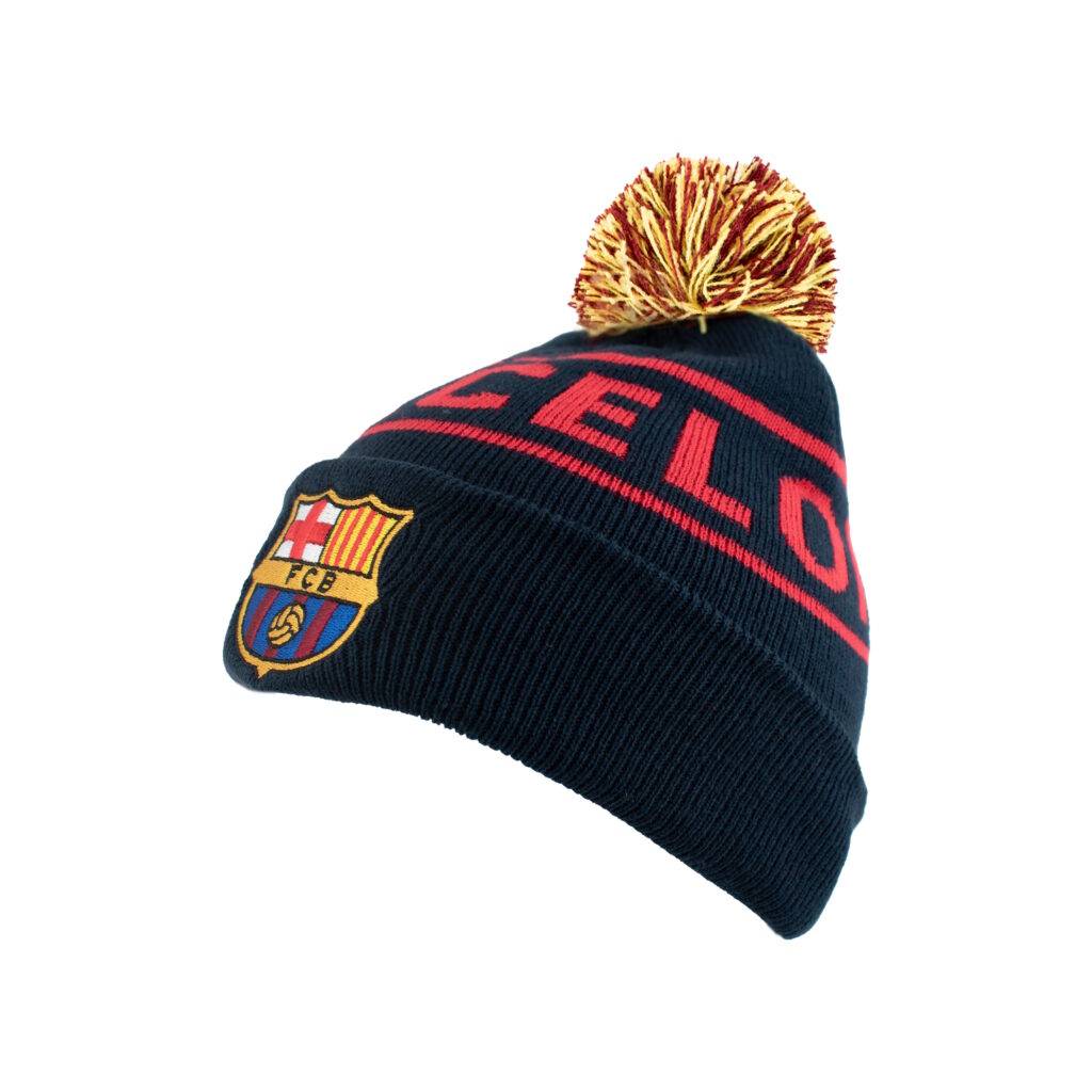 Barcelona Navy and Red Pom Beanie - BC10789