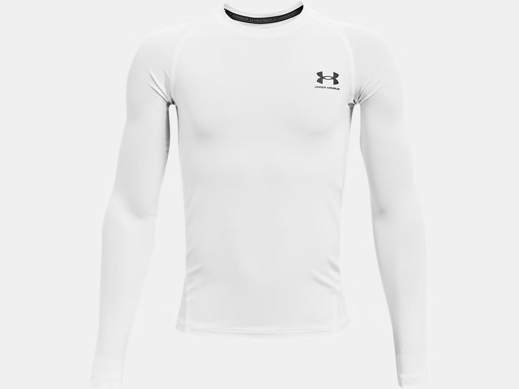 UA HeatGear Armour Compression Long Sleeve Youth (White) - 1361731-100