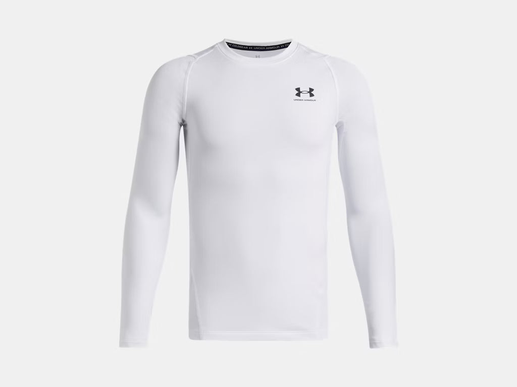 UA ColdGear Armour Compression Long Sleeve Youth (White) - 1366372-100