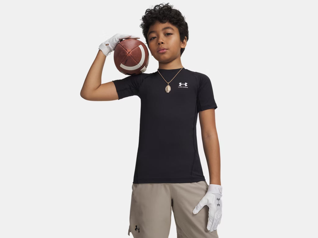UA HeatGear Armour Compression Short Sleeve Youth (Black) - 1361723-001