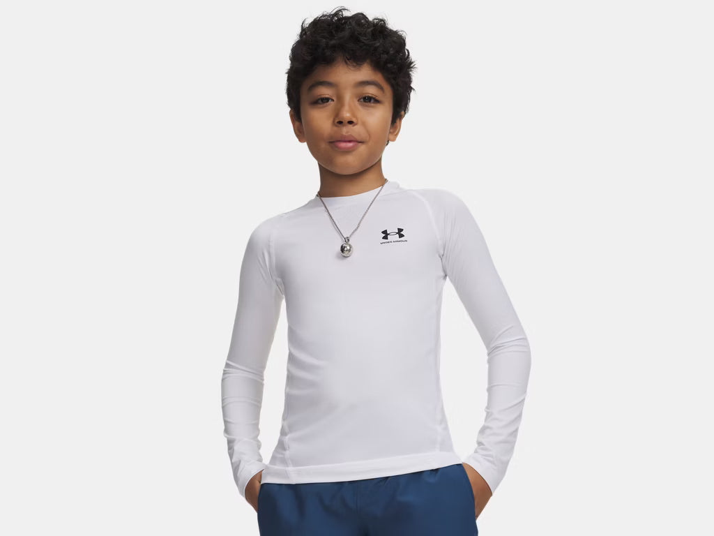 UA HeatGear Armour Compression Manches Longues Enfant (Blanc) - 1361731-100